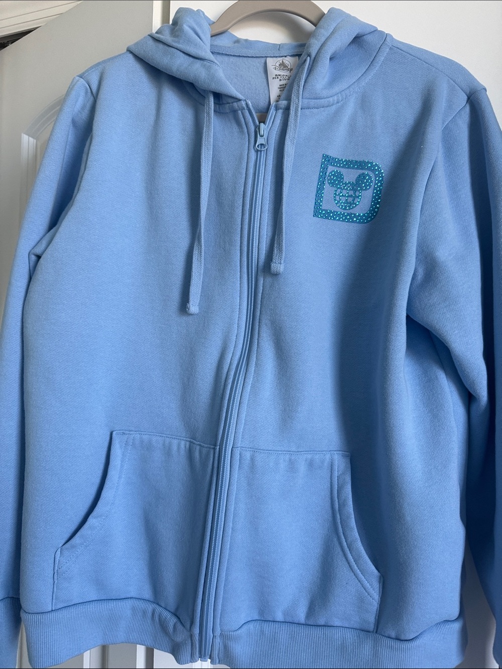 Donald Duck Sequin  Light Blue Zip-Up Hoodie Jacket with Hood - Picture 2 of 2